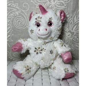 Snowflake White Plush 7.5” Unicorn stars Gold HOLIDAY TIME Walmart Pink